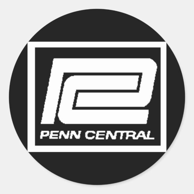 Pegatina Redonda Logo de la Compañía Penn Central de Ferrocarriles (Anverso)