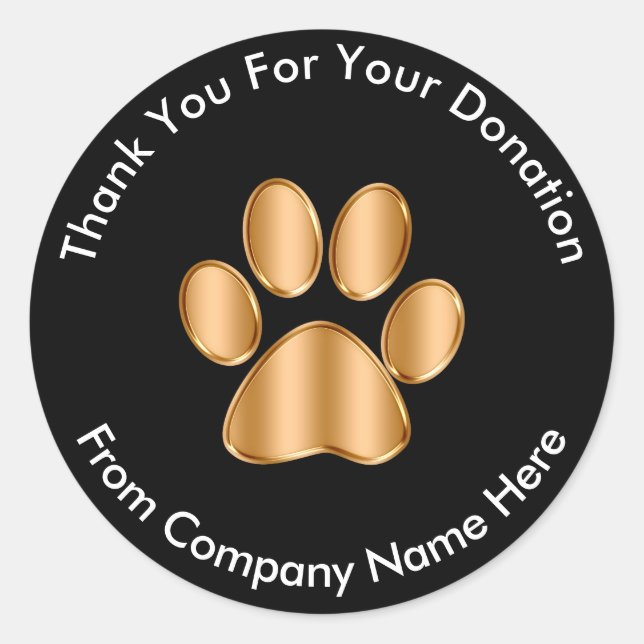 Pegatina Redonda Logo de la donación de Mascotas Clásicos Gracias P (Anverso)