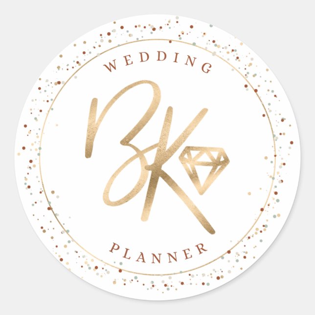 Pegatina Redonda Logo de la empresa Personalizado Confetti en Faux  (Anverso)