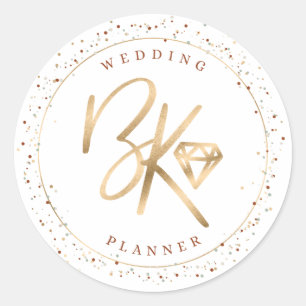 Pegatina Redonda Logo de la empresa Personalizado Confetti en Faux