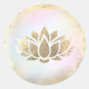 Pegatina Redonda logo de la flor de loto