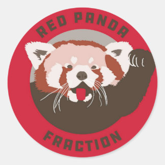 Pegatina Redonda Logo de la fracción de Panda Rojo