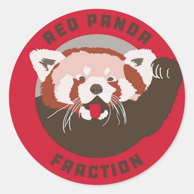 Pegatina Redonda Logo de la fracción de Panda Rojo (Anverso)