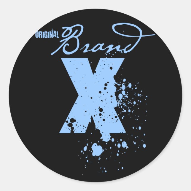 Pegatina Redonda Logo de la marca X original (azul) (Anverso)