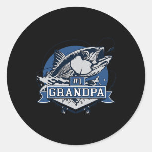 Pegatina Redonda Logo de la moda número 1 de pesca del abuelo