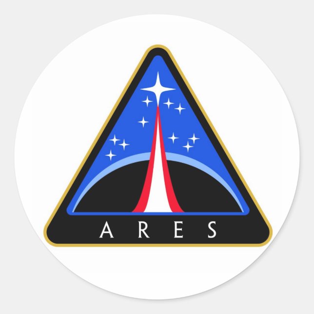 Pegatina Redonda Logo de la NASA Ares Rocks (Anverso)