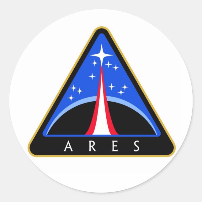 Pegatina Redonda Logo de la NASA Ares Rocks (Anverso)