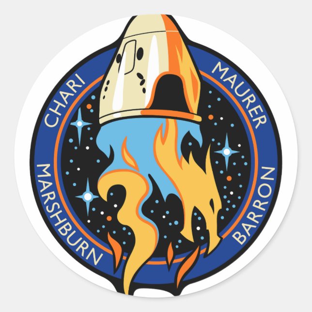 Pegatina Redonda Logo de la NASA SpaceX Crew 3 (Anverso)