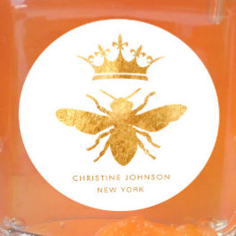 Pegatina Redonda logo de la reina de Relieve metalizado falsa