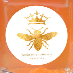 Pegatina Redonda logo de la reina de Relieve metalizado falsa