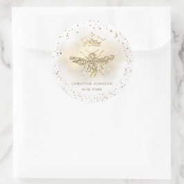 Pegatina Redonda logo de la reina purpurina falsa