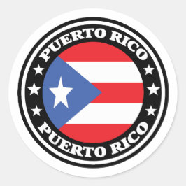 Pegatina Redonda Logo de la Ronda Bandera Nacional de Puerto Rico