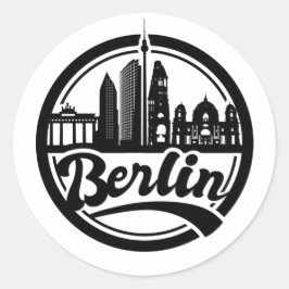 Pegatina Redonda Logo de la Ronda de Vintage de Berlín