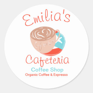 Pegatina Redonda Logo de la tienda de café de España Expresso