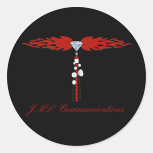 Pegatina Redonda Logo de la torre de comunicaciones JML
