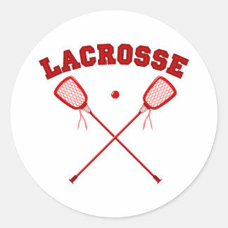 Pegatina Redonda Logo de Lacrosse Rojo