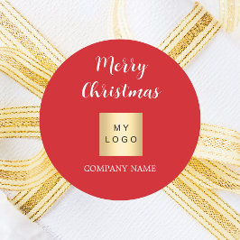 Pegatina Redonda Logo de los negocios rojos de los navidades