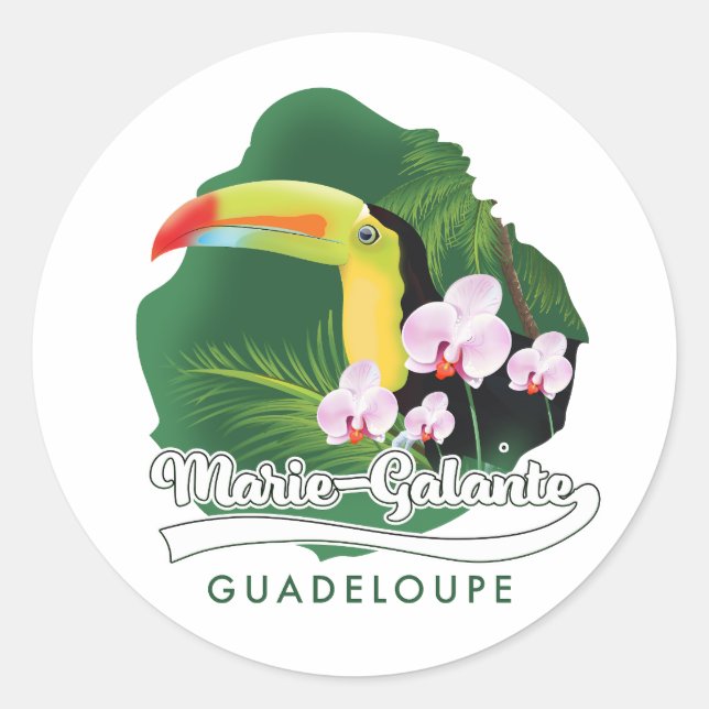 Pegatina Redonda Logo de Marie Galante Guadeloupe (Anverso)
