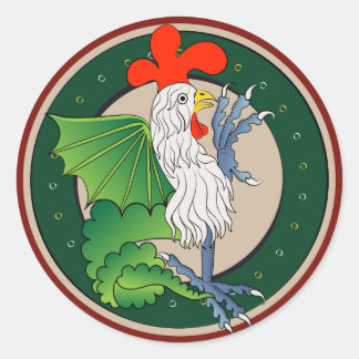 Pegatina Redonda Logo de Medieval Cockatrice - Arte Simdragon