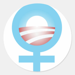 Pegatina Redonda Logo de Mujeres por Obama