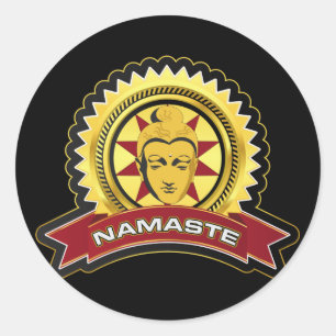 Pegatina Redonda Logo de Namaste Buddha