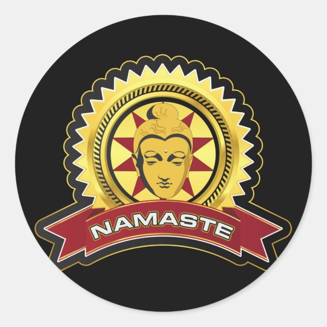 Pegatina Redonda Logo de Namaste Buddha (Anverso)