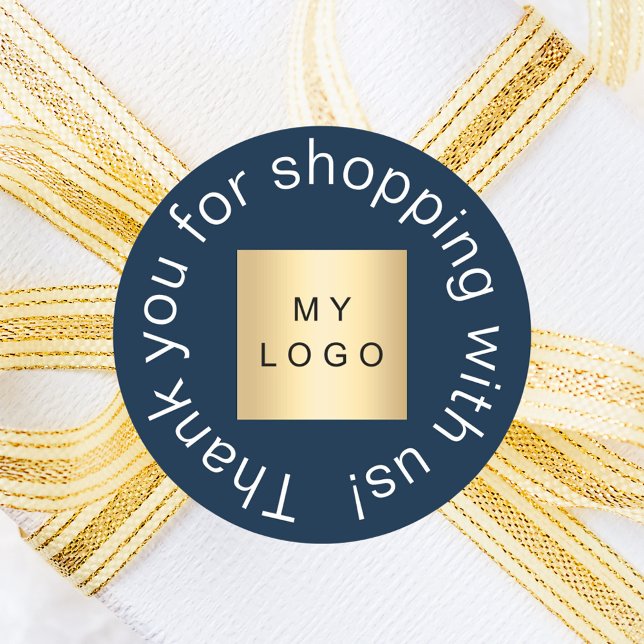 Pegatina Redonda Logo de negocios azul marino gracias (Subido por el creador)