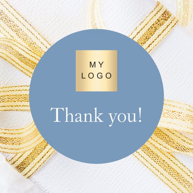 Pegatina Redonda Logo de negocios azul polvoriento gracias (Subido por el creador)