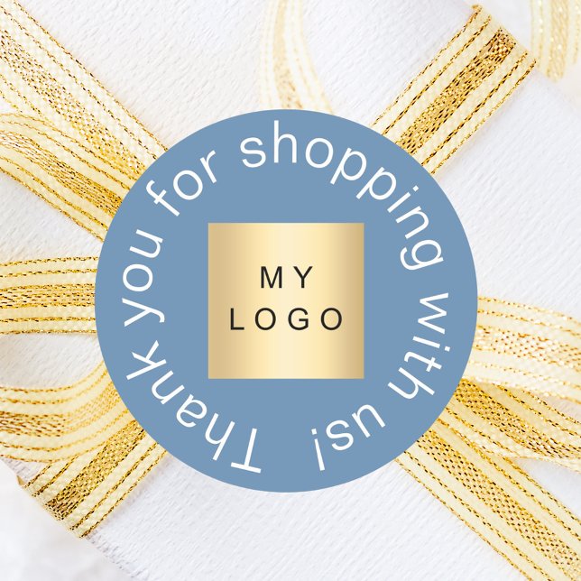 Pegatina Redonda Logo de negocios azul polvoriento gracias (Subido por el creador)