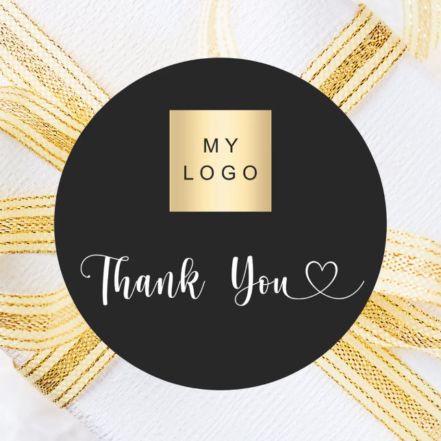 Pegatina Redonda Logo de negocios blanco negro gracias (Subido por el creador)
