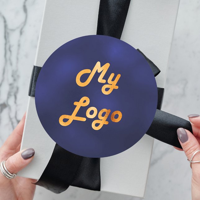 Pegatina Redonda Logo de negocios de imágenes de oro azul marino (Subido por el creador)