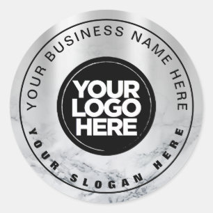 Pegatina Redonda Logo de negocios de personalizado de mármol gris m