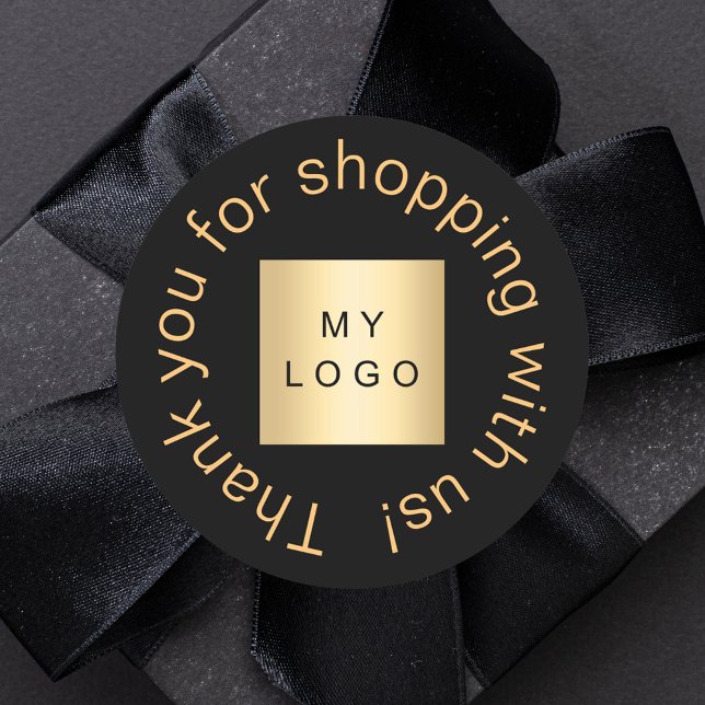 Pegatina Redonda Logo de negocios oro negro gracias (Subido por el creador)