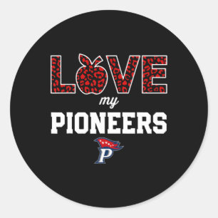 Pegatina Redonda Logo de Patriot Pioneers Ama a mi equipo