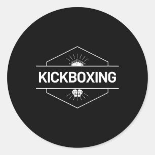Pegatina Redonda Logo de pelea de kickboxing