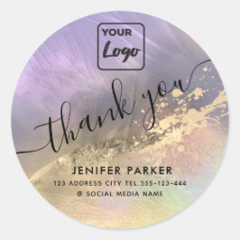 Pegatina Redonda Logo de personalizado abstracto contemporáneo grac