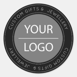Pegatina Redonda LOGO de personalizado negro moderno para personali