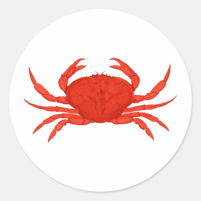 Pegatina Redonda Logo de Red Dungeness Crab (Anverso)
