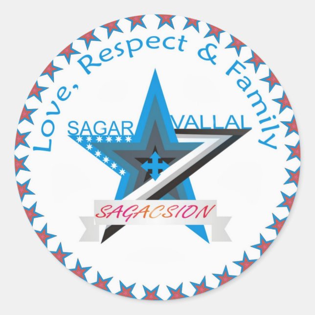 Pegatina Redonda Logo de Sagar Vallal Respect (Anverso)