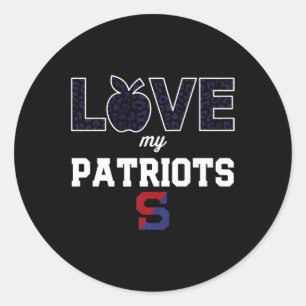 Pegatina Redonda Logo de Schenectady Patriots Amo a mi equipo Su