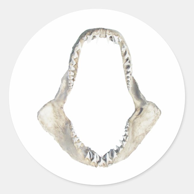 Pegatina Redonda Logo de Shortfin Mako Shark Jaws (Anverso)
