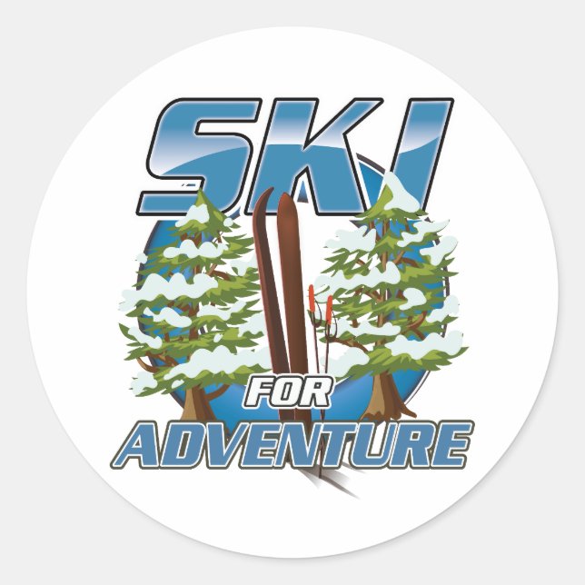 Pegatina Redonda Logo de Ski para viajes de aventura (Anverso)