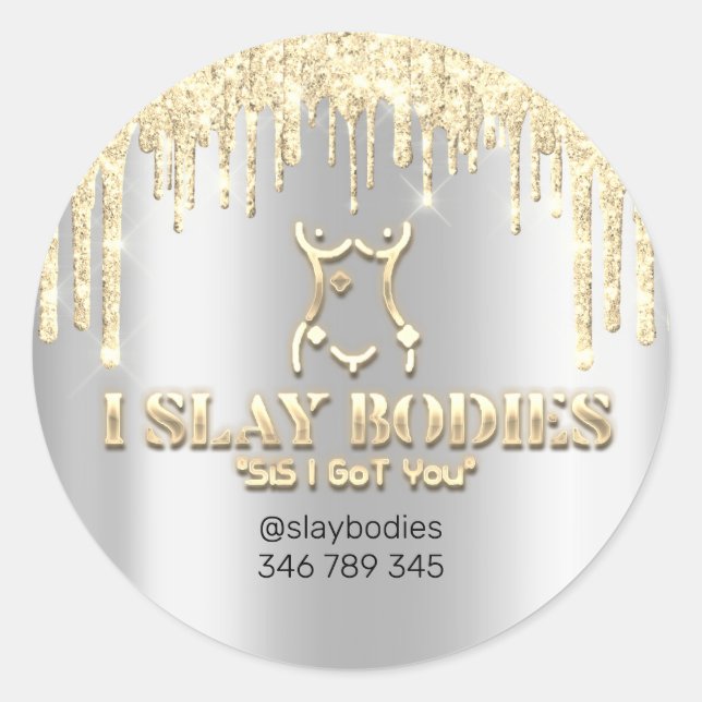 Pegatina Redonda Logo de Slay Bodies Estética esculpiendo gotas de  (Anverso)