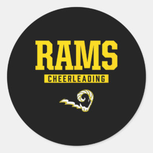 Pegatina Redonda Logo de Southeast Polk Rams Cheerleading Escuela S