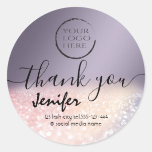 Pegatina Redonda Logo de Sparkle purpurinoso gracias