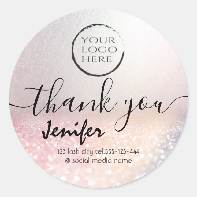 Pegatina Redonda Logo de Sparkle purpurinoso gracias a la clásica u (Anverso)