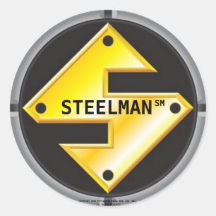 PEGATINA REDONDA LOGO DE STEELMAN