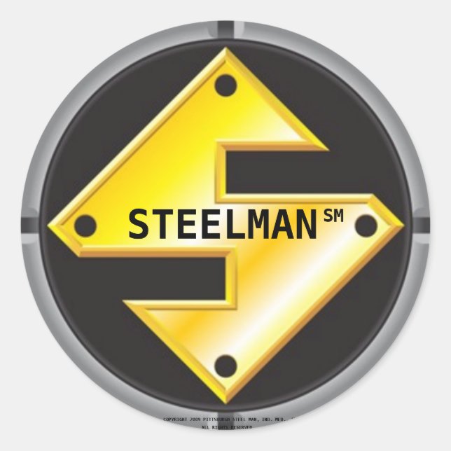 PEGATINA REDONDA LOGO DE STEELMAN (Anverso)
