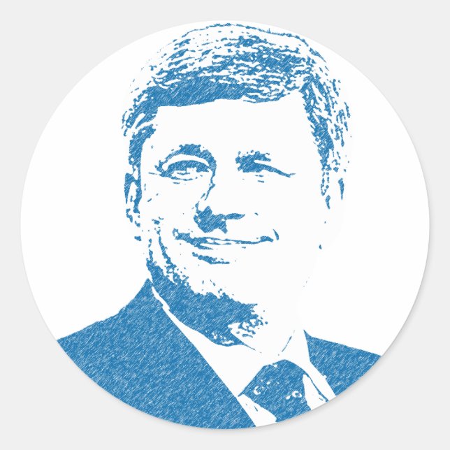 Pegatina Redonda Logo de Stephen Harper (Anverso)