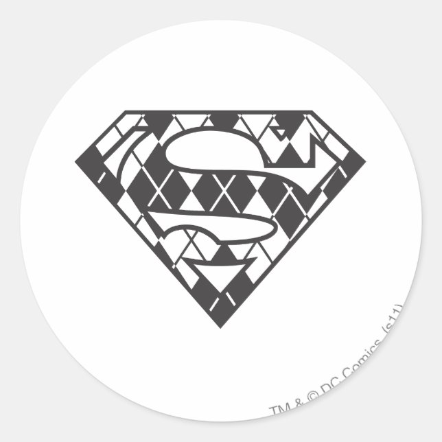 Pegatina Redonda Logo de Supergirl Black Argyle (Anverso)